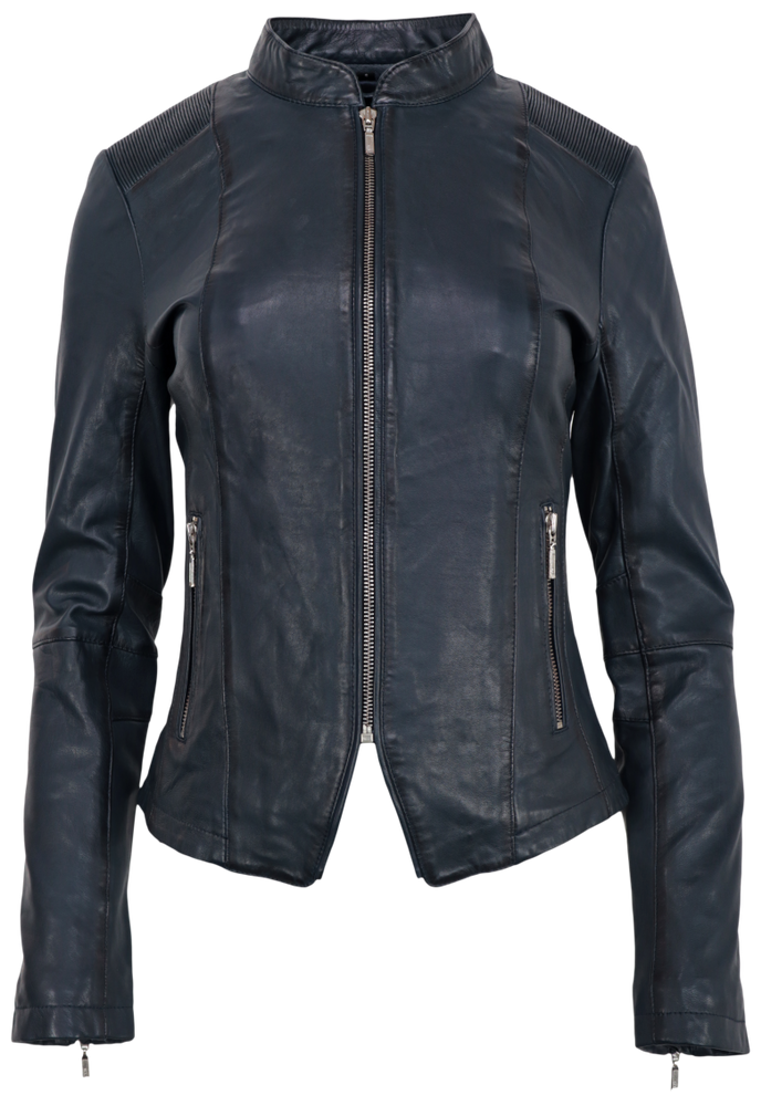 Ladies leather jacket Abigale, Blue in 10 colors, Bild 6