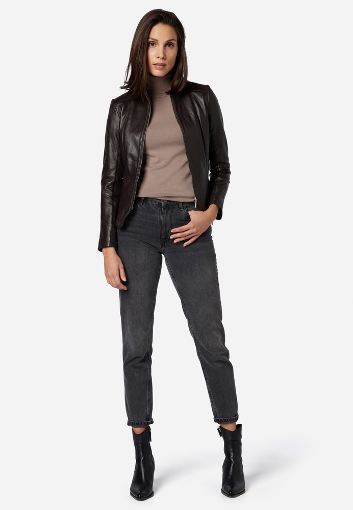 Ladies leather jacket Abigale, Brown in 10 colors, Bild 2