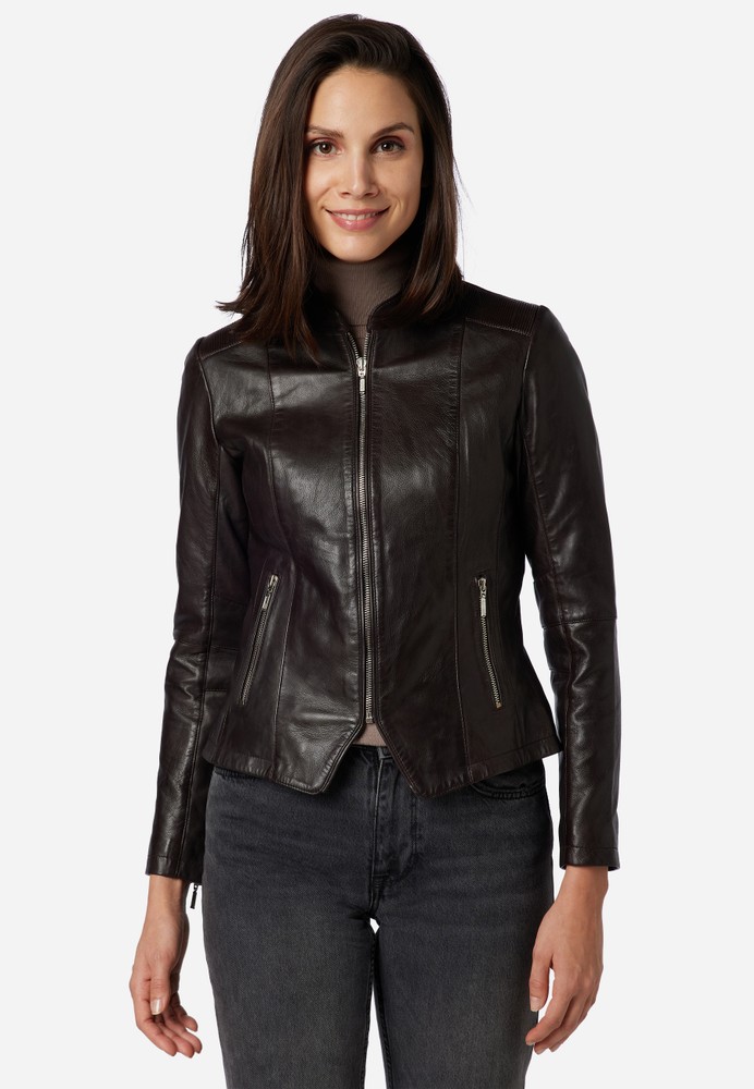 Ladies leather jacket Abigale, Brown in 10 colors, Bild 1