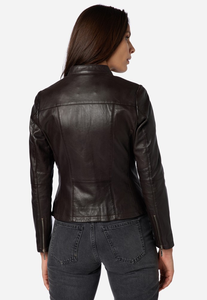 Ladies leather jacket Abigale, Brown in 10 colors, Bild 3
