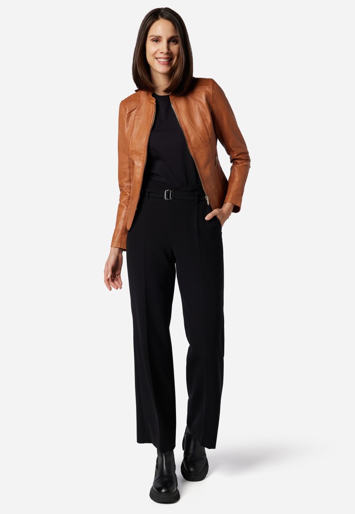 Ladies leather jacket Abigale, Cognac Brown in 10 colors, Bild 3