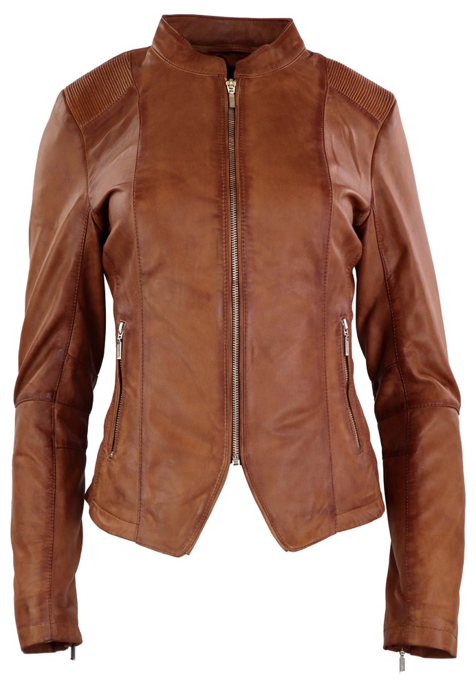 Ladies leather jacket Abigale, Cognac Brown in 12 colors, Bild 7