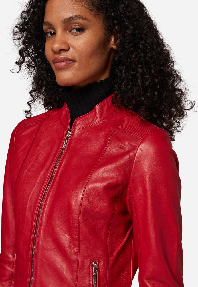 Ladies leather jacket Abigale, Red in 12 colors, Bild 4