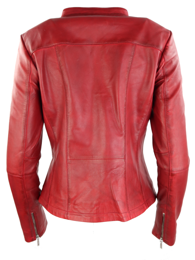 Ladies leather jacket Abigale, Red in 12 colors, Bild 3