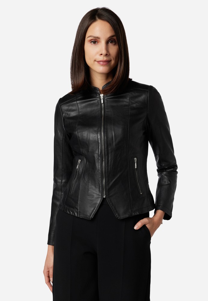 Ladies leather jacket Abigale, Black in 12 colors, Bild 1