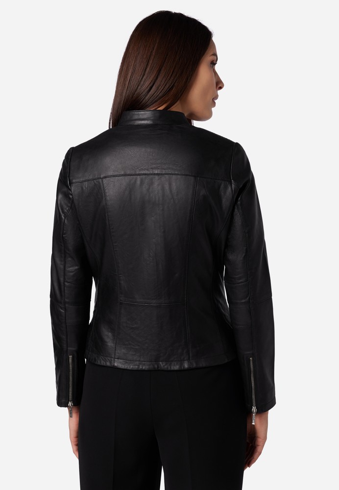 Ladies leather jacket Abigale, Black in 10 colors, Bild 5