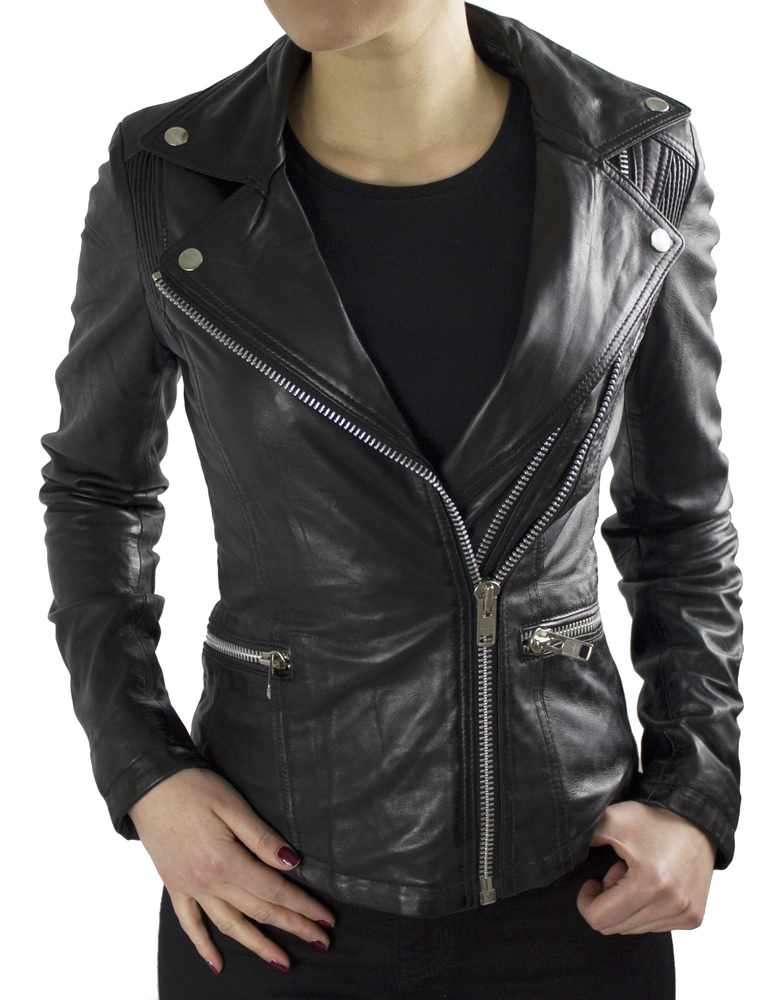 Ladies leather jacket Betty, Black in 3 colors, Bild 2