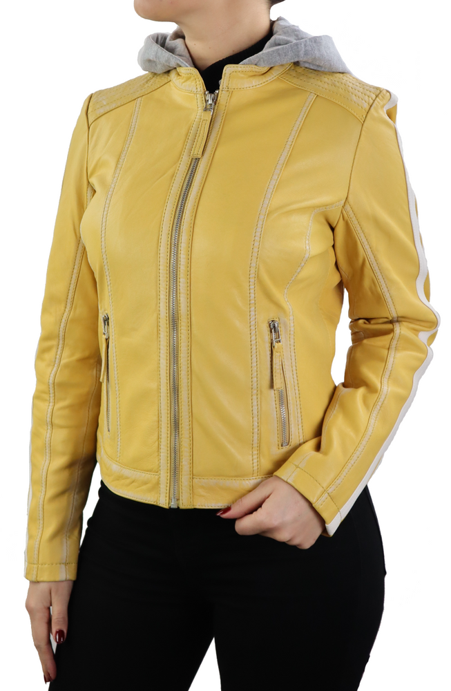 Ladies leather jacket Fitty, yellow in 4 colors, Bild 2