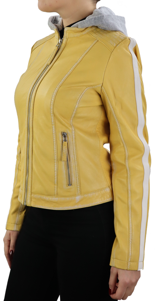 Ladies leather jacket Fitty, yellow in 4 colors, Bild 4
