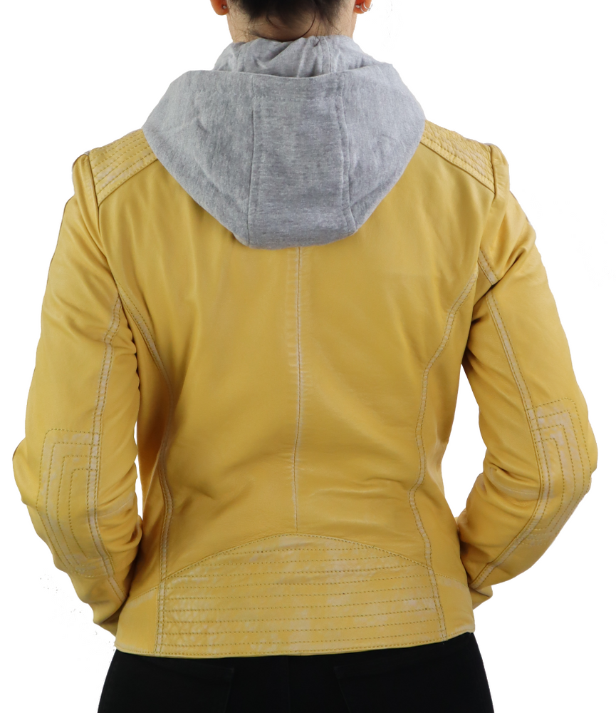 Ladies leather jacket Fitty, yellow in 4 colors, Bild 5
