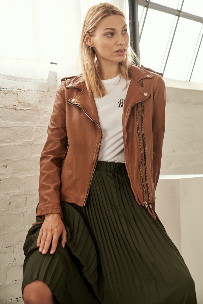 Ladies leather jacket Foxy, Cognac Brown in 14 colors, Bild 1