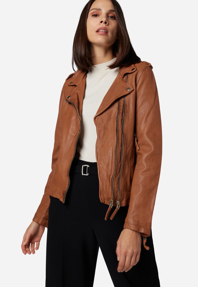 Ladies leather jacket Foxy, Cognac Brown in 14 colors, Bild 5