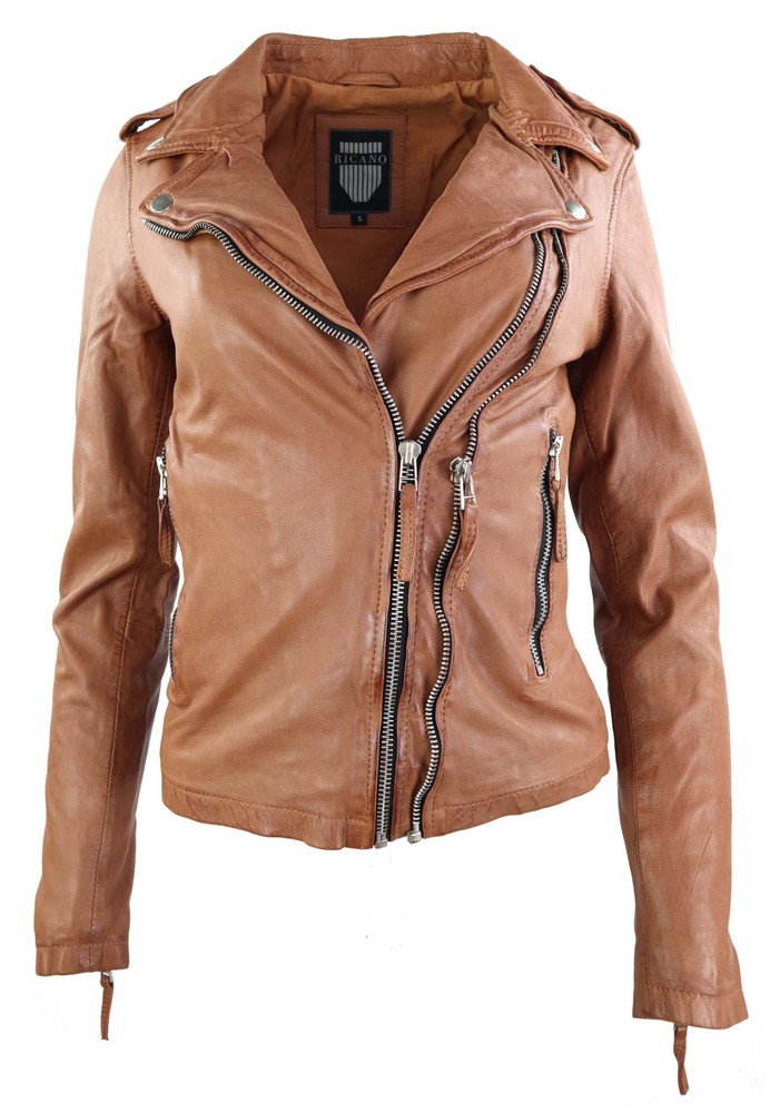 Ladies leather jacket Foxy, Cognac Brown in 14 colors, Bild 7