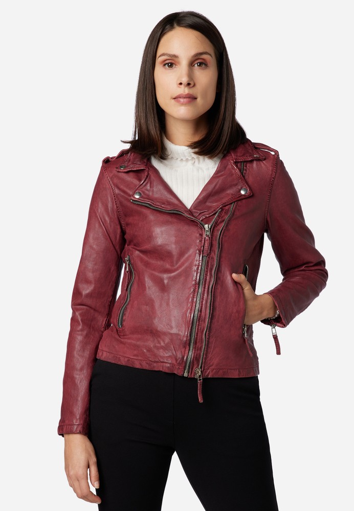 Ladies Leather Jacket Foxy, Oxblood Red in 14 colors, Bild 1