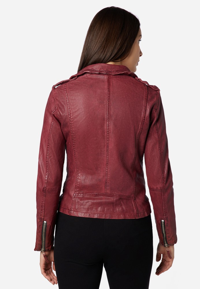 Ladies Leather Jacket Foxy, Oxblood Red in 14 colors, Bild 3