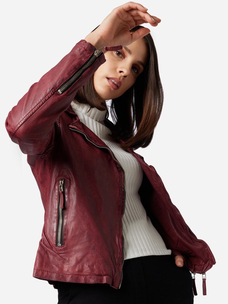 Ladies Leather Jacket Foxy, Oxblood Red in 14 colors, Bild 6