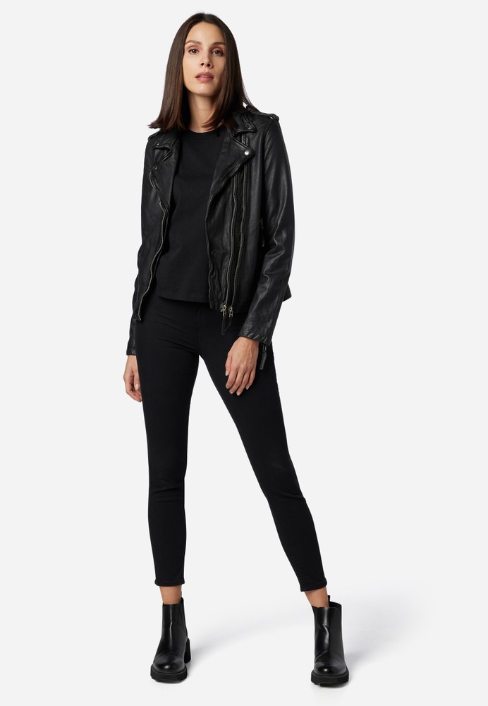 Ladies leather jacket Foxy, black in 14 colors, Bild 4
