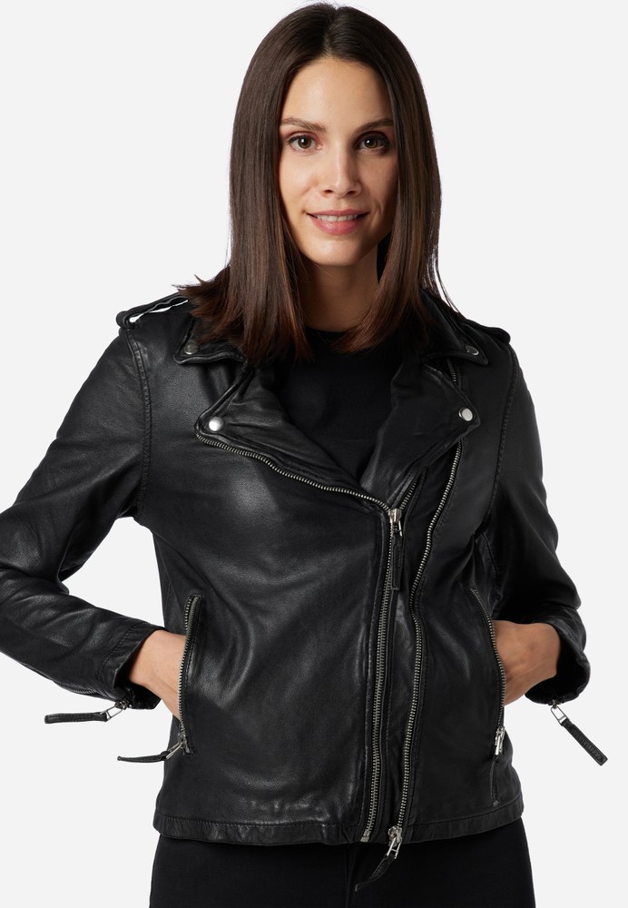 Ladies leather jacket Foxy, black in 14 colors, Bild 3