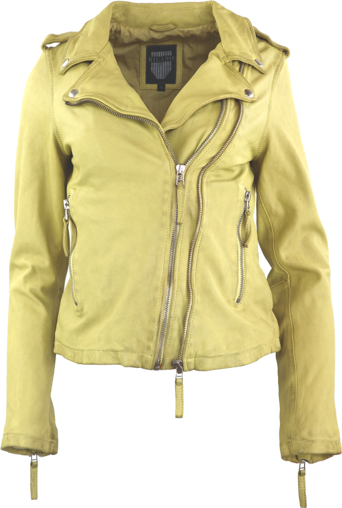 Ladies leather jacket Foxy, soft yellow in 14 colors, Bild 3