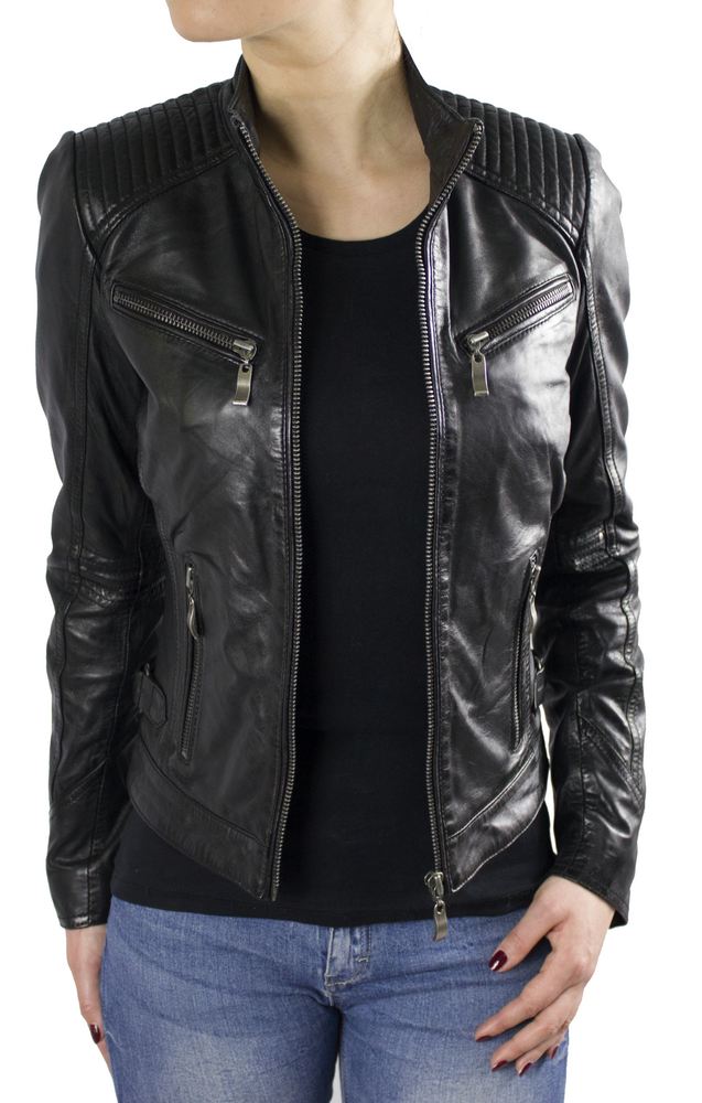 Ladies leather jacket Hannah, black in 4 colors, Bild 3