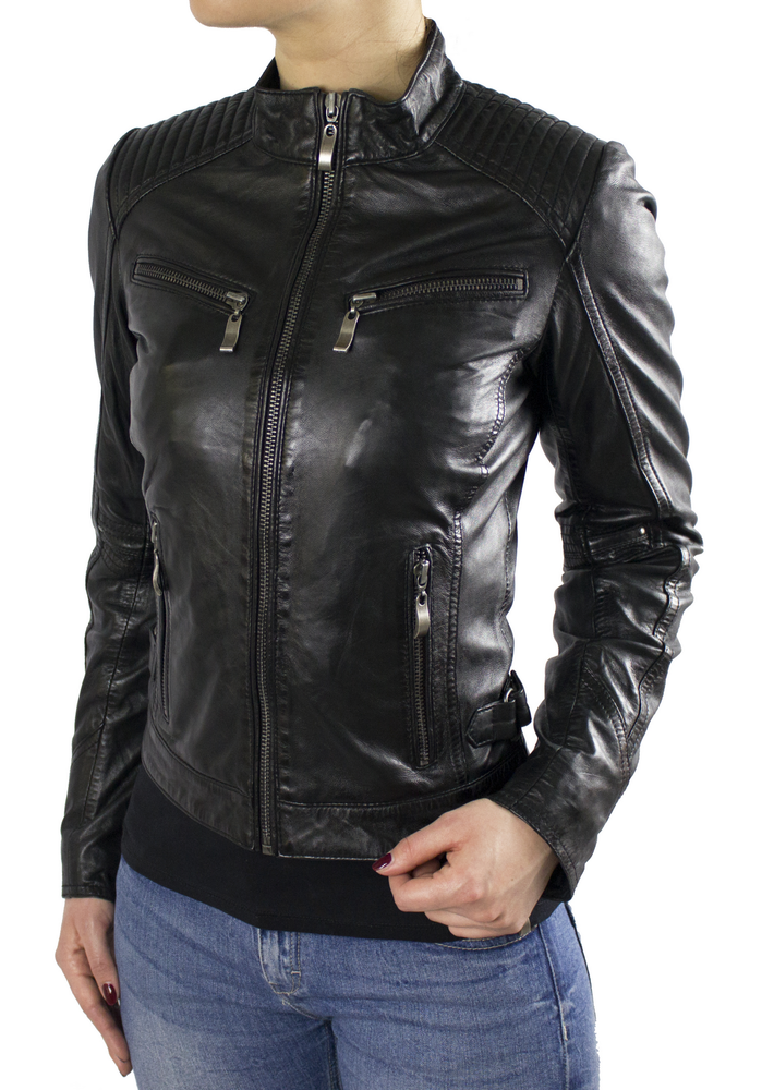 Ladies leather jacket Hannah, black in 4 colors, Bild 2
