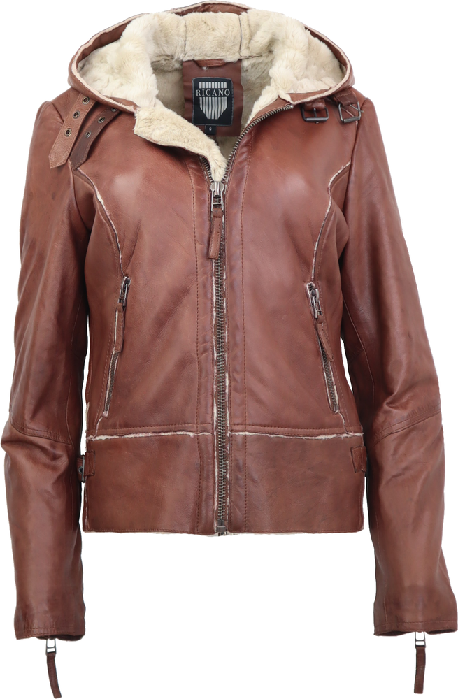 Ladies leather jacket Jule, cognac in 3 colors, Bild 1
