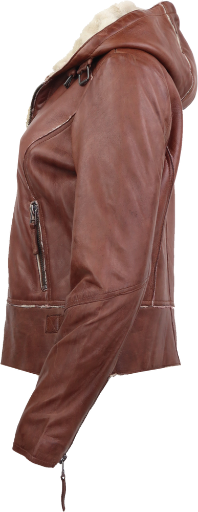 Ladies leather jacket Jule, cognac in 3 colors, Bild 2
