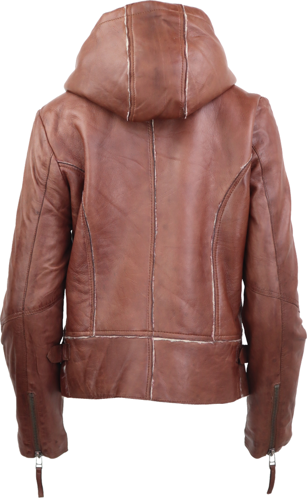 Ladies leather jacket Jule, cognac in 3 colors, Bild 3