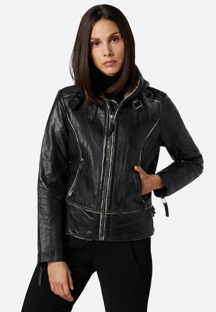 Ladies leather jacket Jule, black in 3 colors, Bild 1