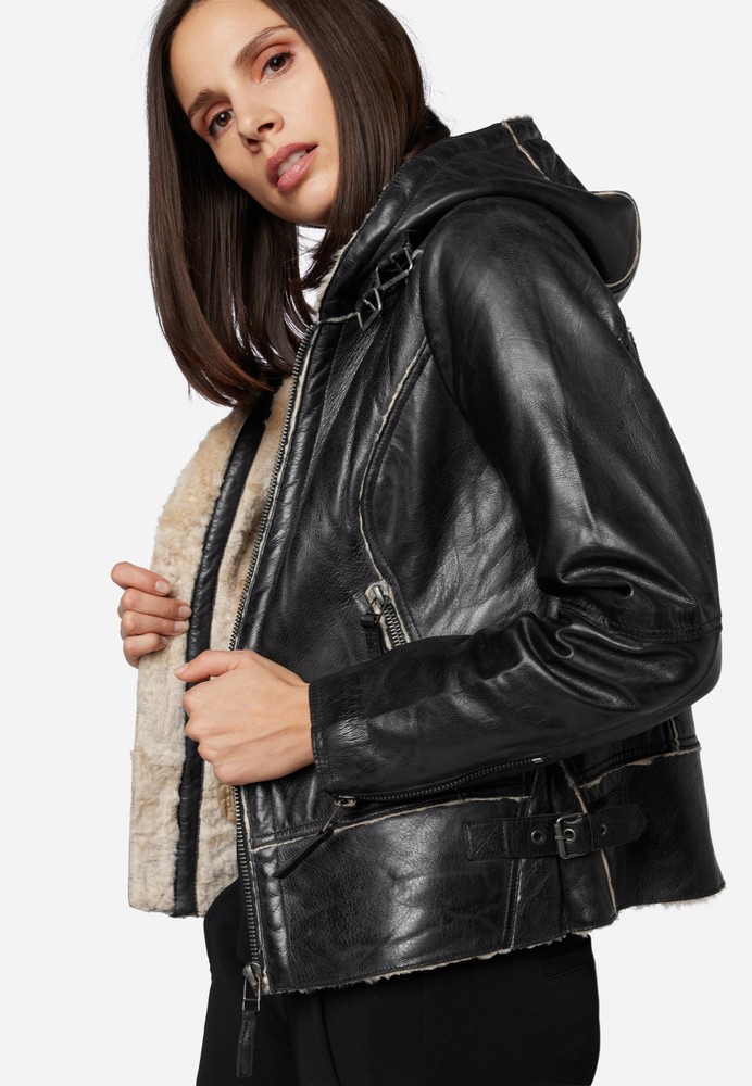 Ladies leather jacket Jule, black in 3 colors, Bild 4
