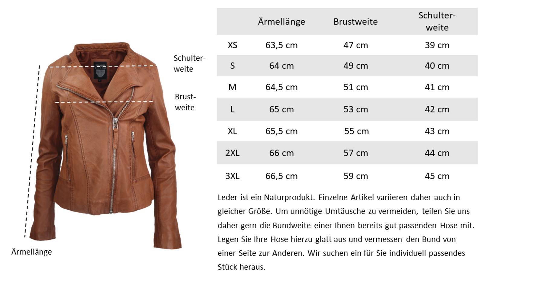 Ladies leather jacket Rylee Biker, Cognac in 5 colors, Bild 8