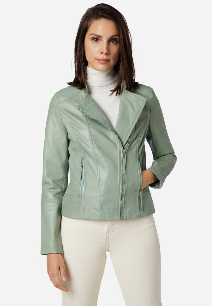 Ladies leather jacket Rylee Biker, Mint in 5 colors, Bild 1