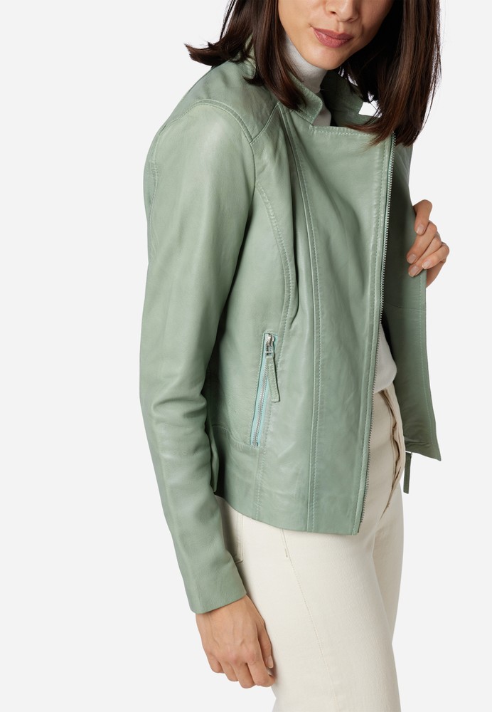 Ladies leather jacket Rylee Biker, Mint in 5 colors, Bild 4
