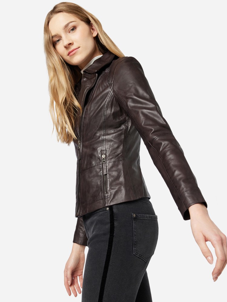 Ladies leather jacket Sally, brown in 4 colors, Bild 4