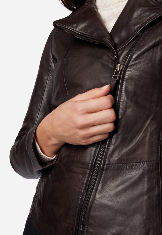 Ladies leather jacket Sally, brown in 4 colors, Bild 5