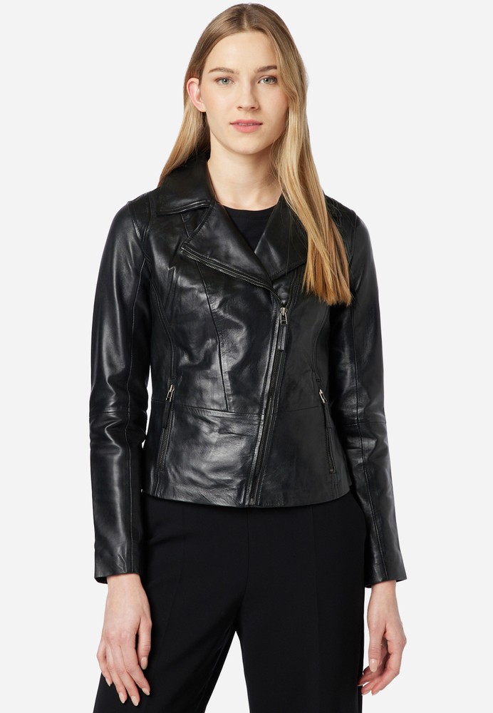 Ladies leather jacket Sally, black in 4 colors, Bild 1