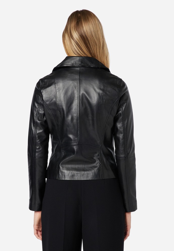Ladies leather jacket Sally, black in 4 colors, Bild 3