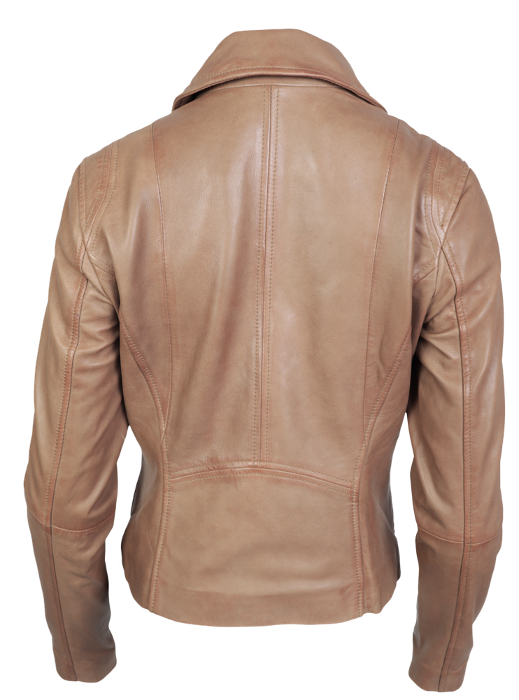 Ladies leather jacket Sally, taupe in 4 colors, Bild 3