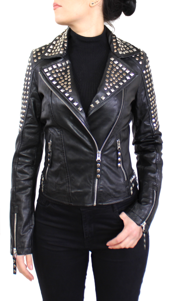 Ladies Leather Jacket Studd Jkt, Black in 2 colors, Bild 2