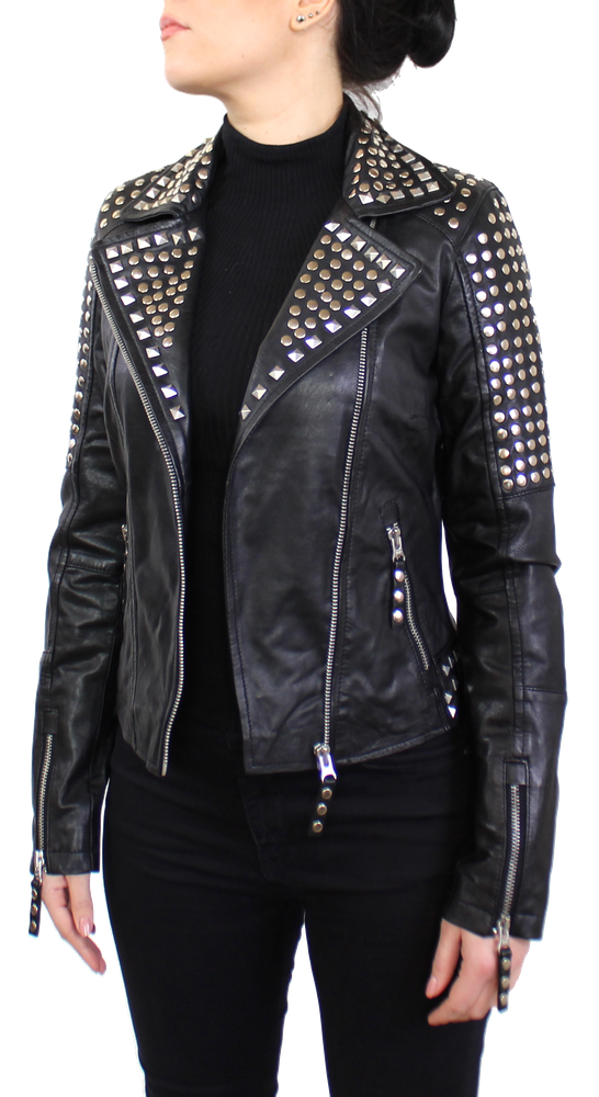 Ladies Leather Jacket Studd Jkt, Black in 2 colors, Bild 3