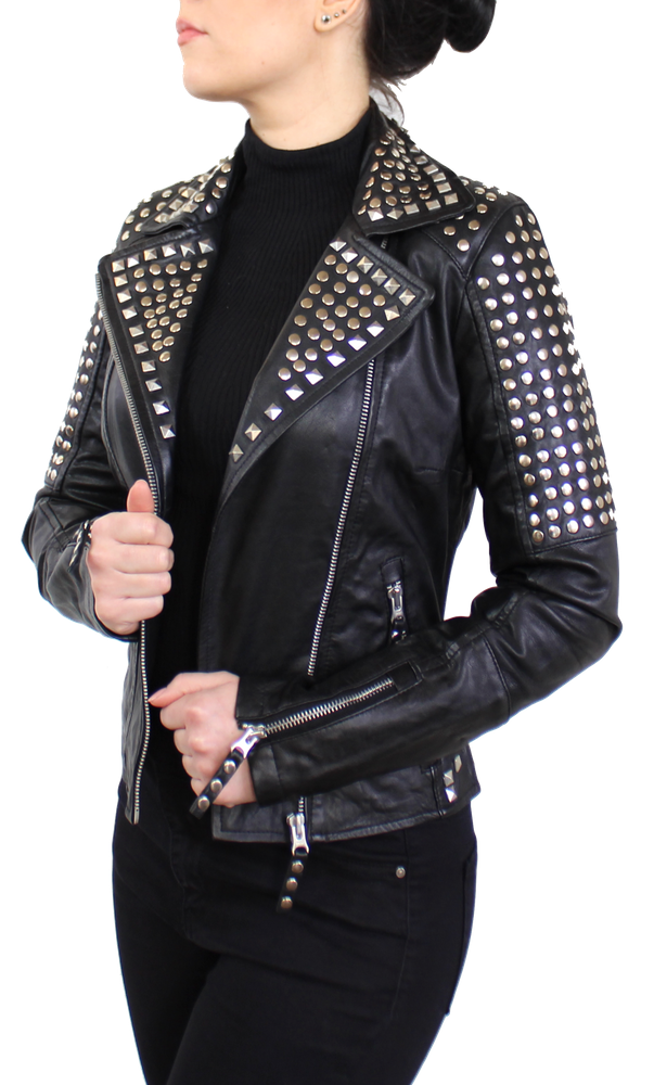 Ladies Leather Jacket Studd Jkt, Black in 2 colors, Bild 4
