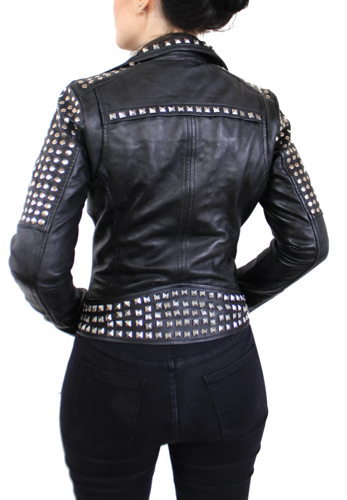 Ladies Leather Jacket Studd Jkt, Black in 2 colors, Bild 5