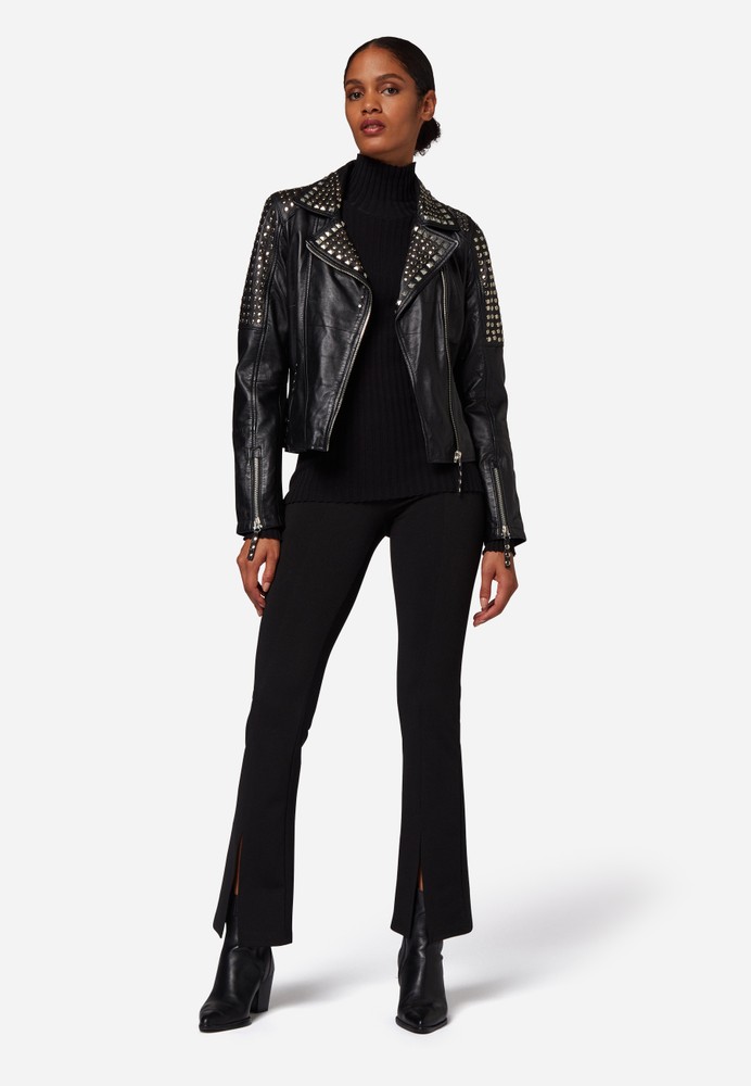 Ladies Leather Jacket Studd Jkt, Black in 2 colors, Bild 2