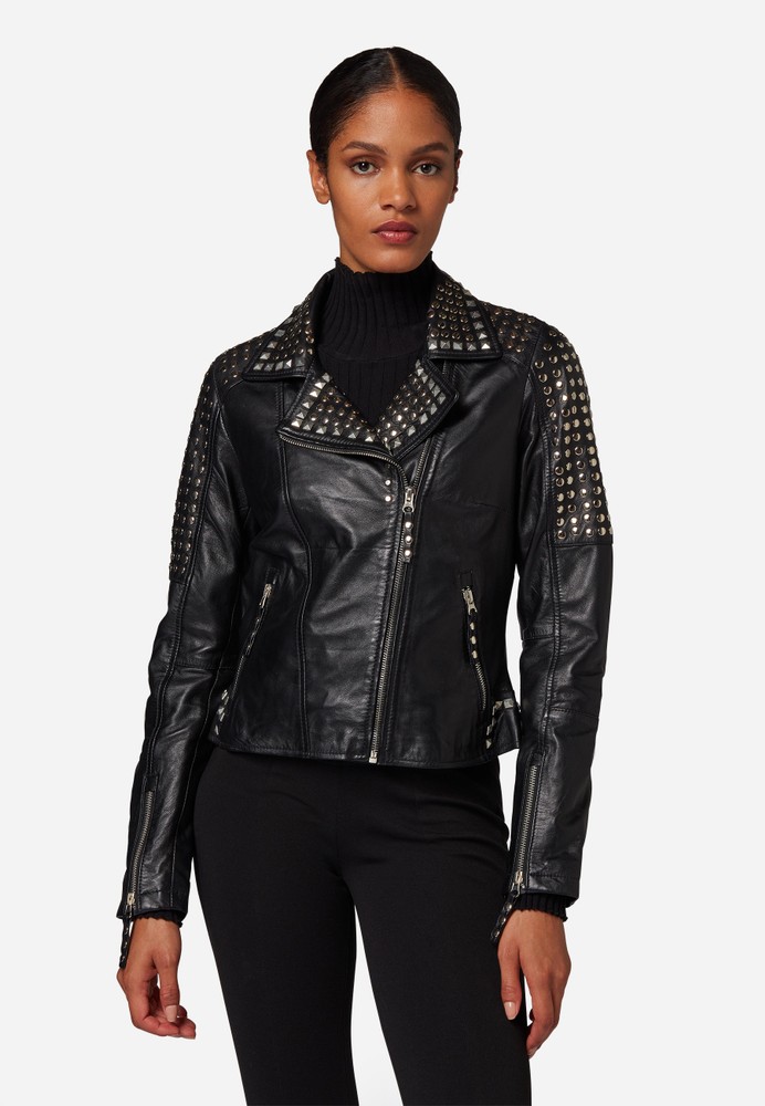 Ladies Leather Jacket Studd Jkt, Black in 2 colors, Bild 1