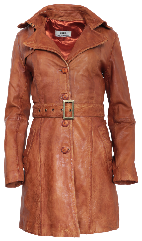 Ladies leather coat Kate, Cognac Brown in 2 colors, Bild 2