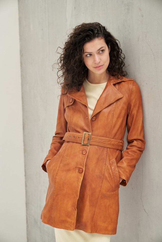Ladies leather coat Kate, Cognac Brown in 2 colors, Bild 3