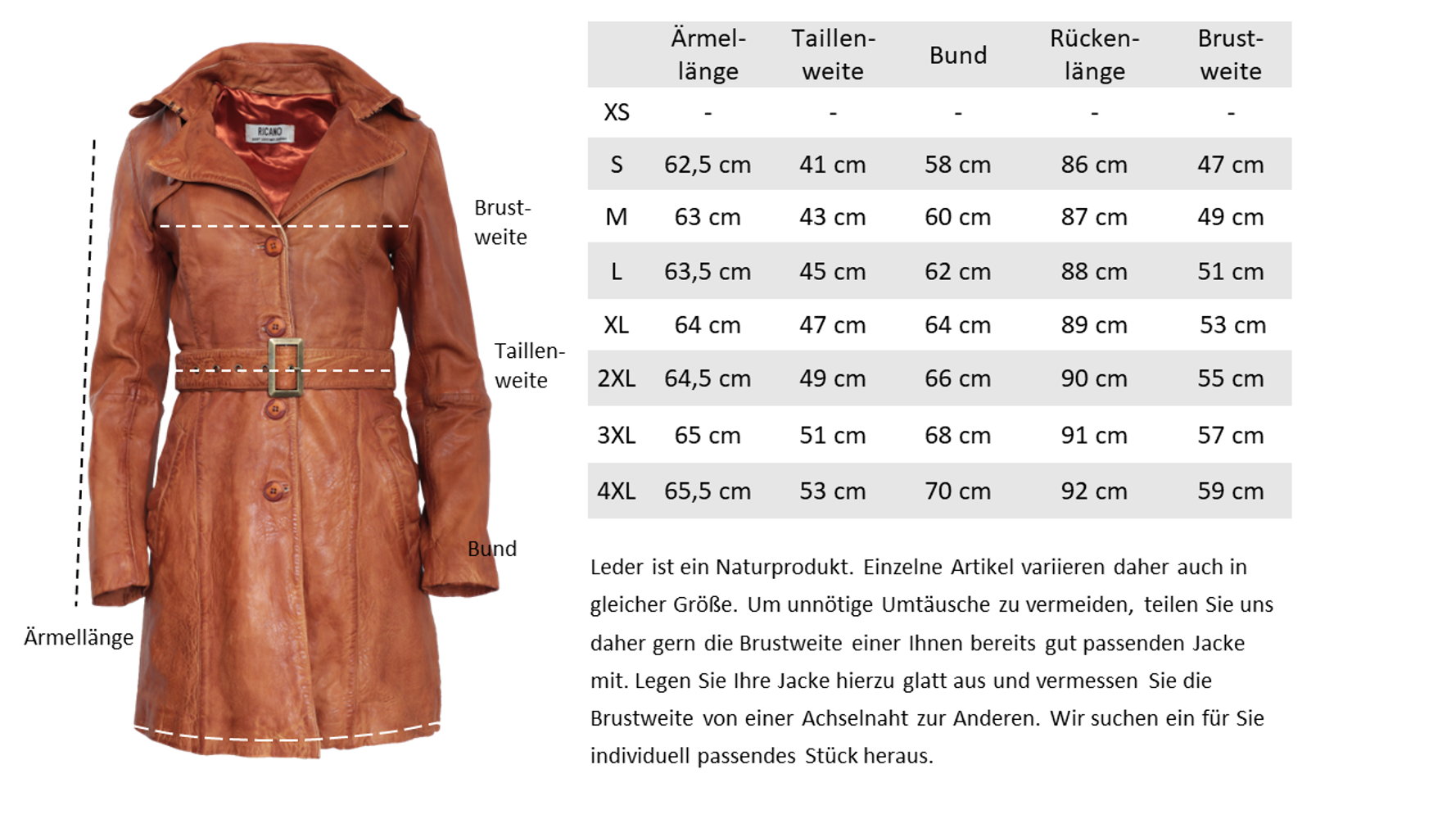 Ladies leather coat Kate, Cognac Brown in 2 colors, Bild 7