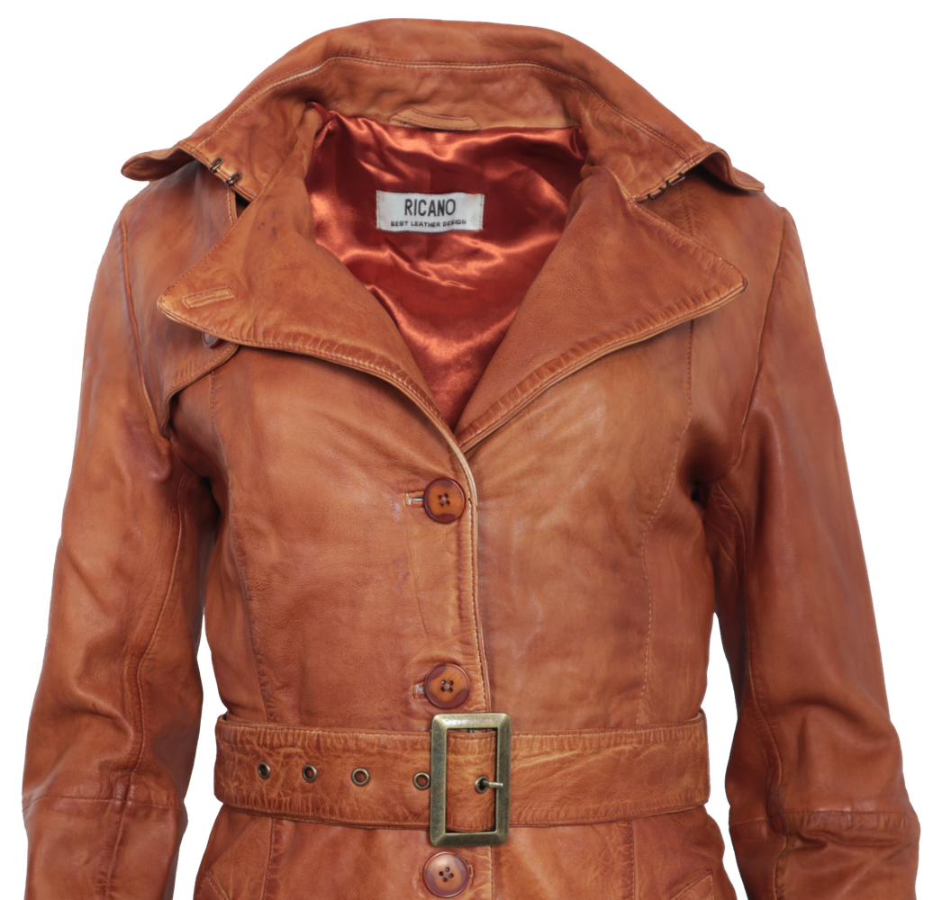 Ladies leather coat Kate, Cognac Brown in 2 colors, Bild 5