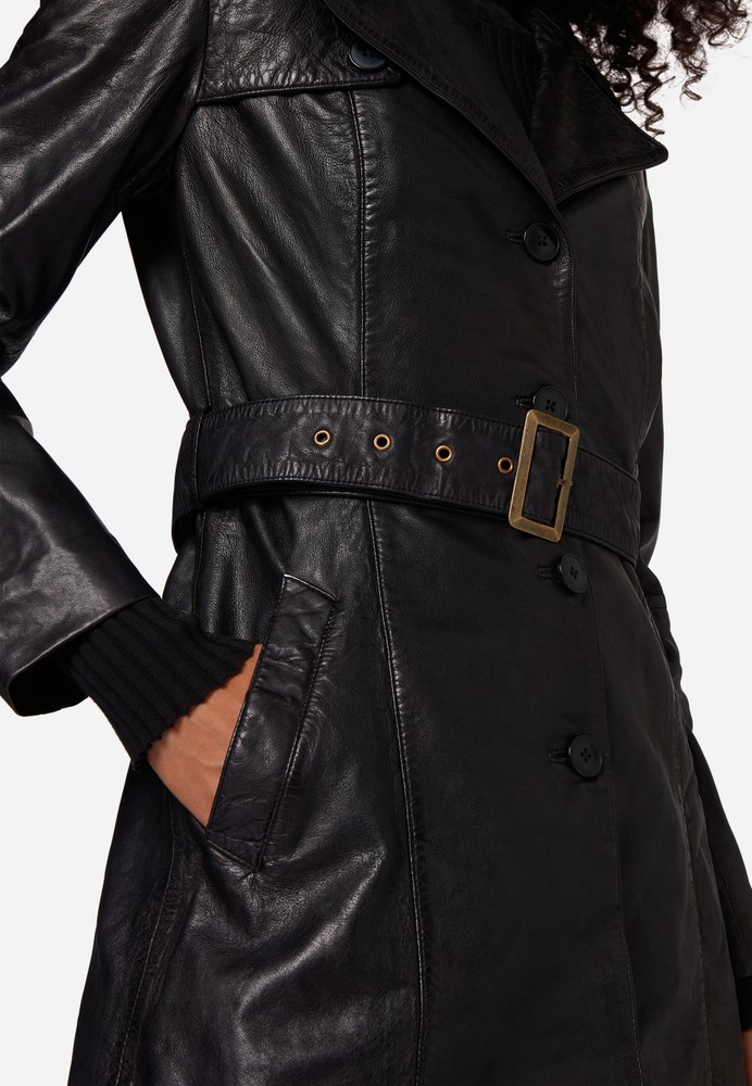 Ladies leather coat Kate, black in 2 colors, Bild 4