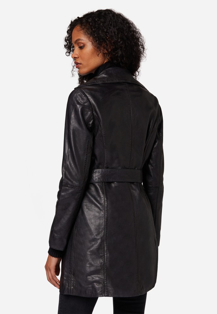 Ladies leather coat Kate, black in 2 colors, Bild 3